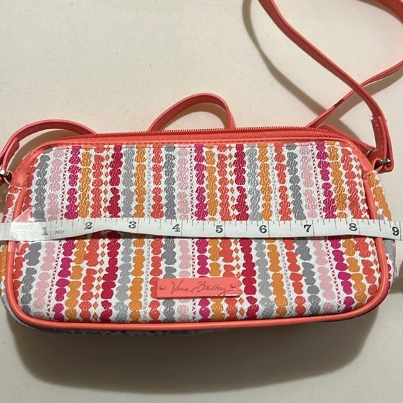 Vera Bradley‎ Coral Confetti Stripe Small Zip Crossbody - Picture 7 of 9